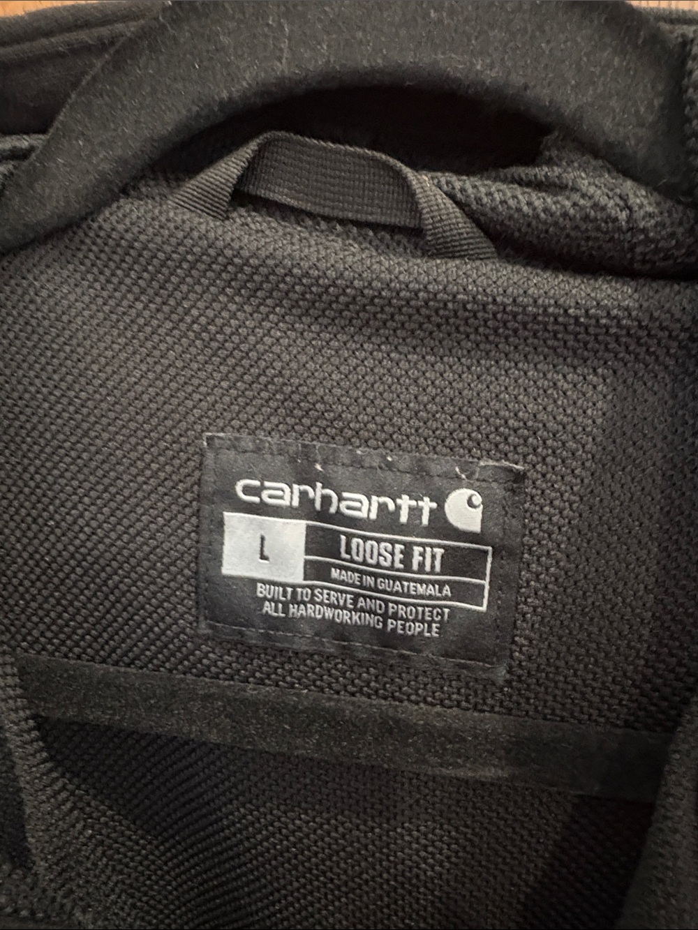Carhartt Black Zip-Up Hoodie with Yellow Caterpillar Patch - Picture 2 of 4